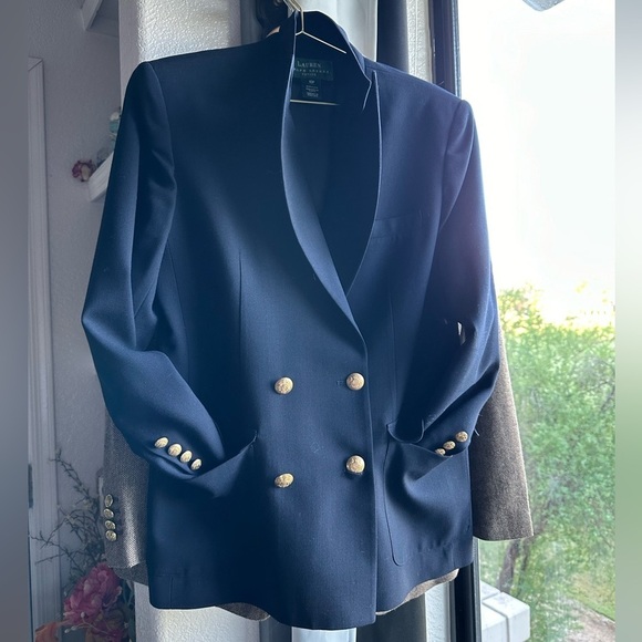 LRL CLASSIC RALPH LAUREN WOOL NAVY GOLD vintage BLAZER size 10 Petite - Picture 8 of 14